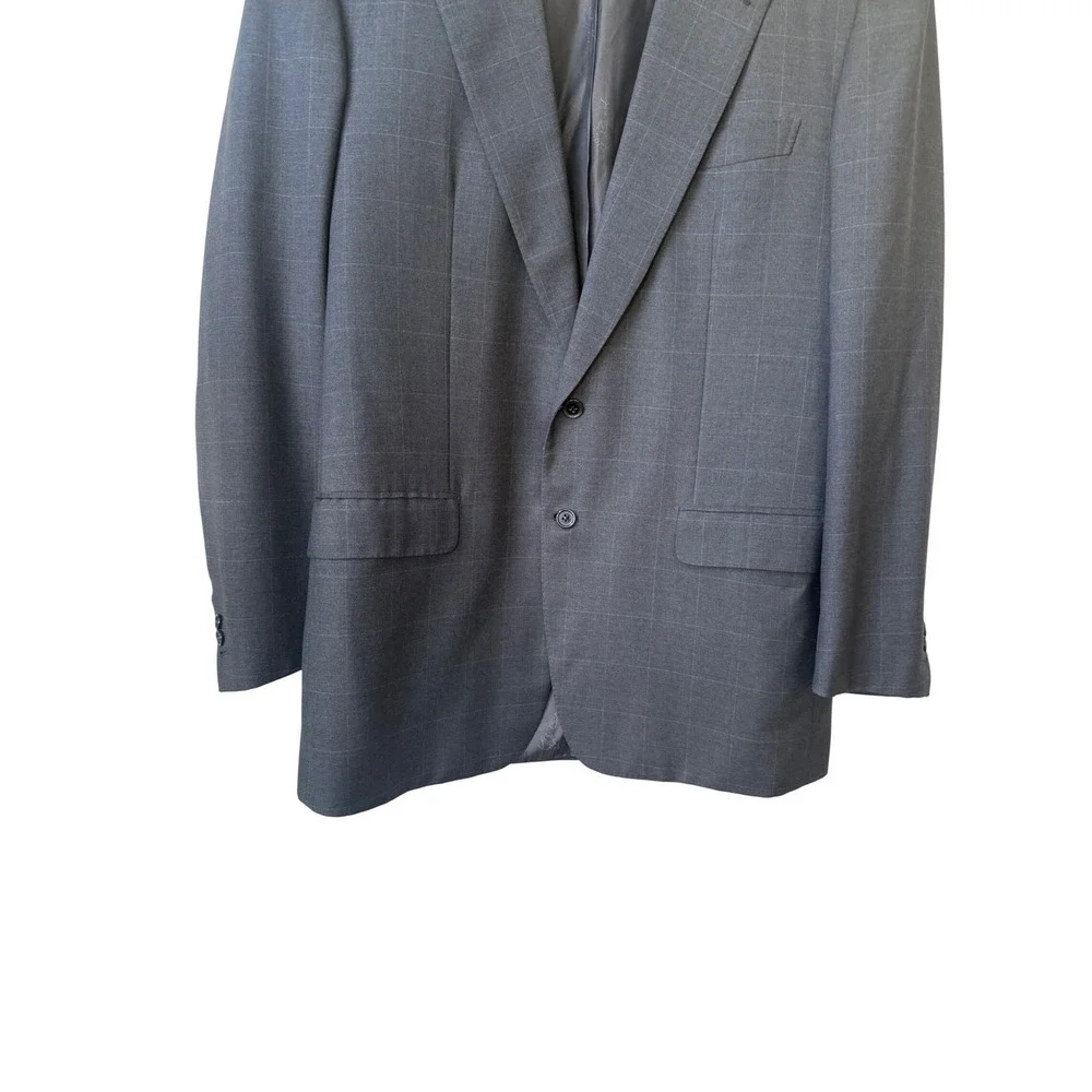 Brioni Wool Windowpane Blazer‎ 44L Made In Italy 2 Button Luxury Modern Tailored